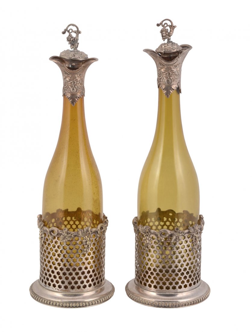A pair of early Victorian silver mounted amber glass (1 of 1)