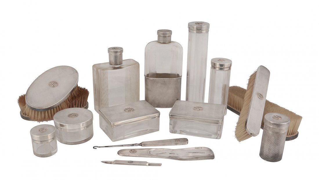 A French silver mounted dressing table set, import mark (1 of 1)
