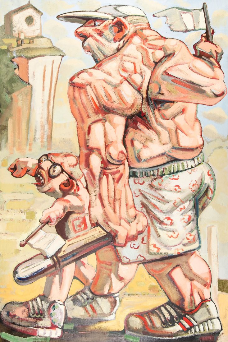 Peter Howson (b.1958) - Ceasefire: Oil on canvas Signed and titled on the stretcher 183 x 122 cm. (72 x 48 in) Painted in 1992. Provenance: Angela Flowers Gallery, London, Purchased from the above by the present owner Peter Howson (b.1