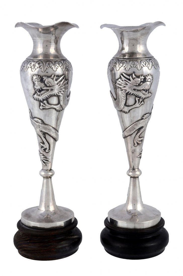 A pair of Chinese silver spill vases by Yok Sang, (1 of 1)