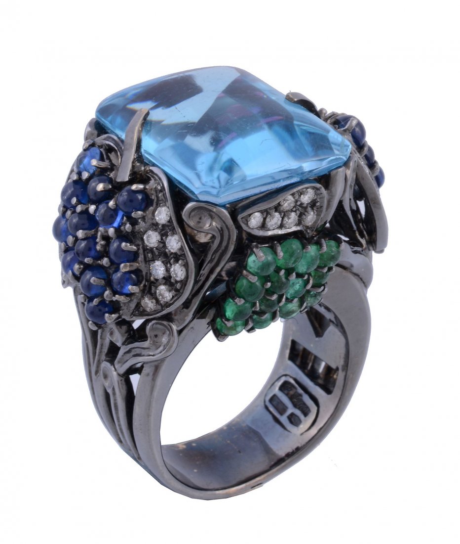 A topaz and multi gem set ring by Paolo Piovan (1 of 3)