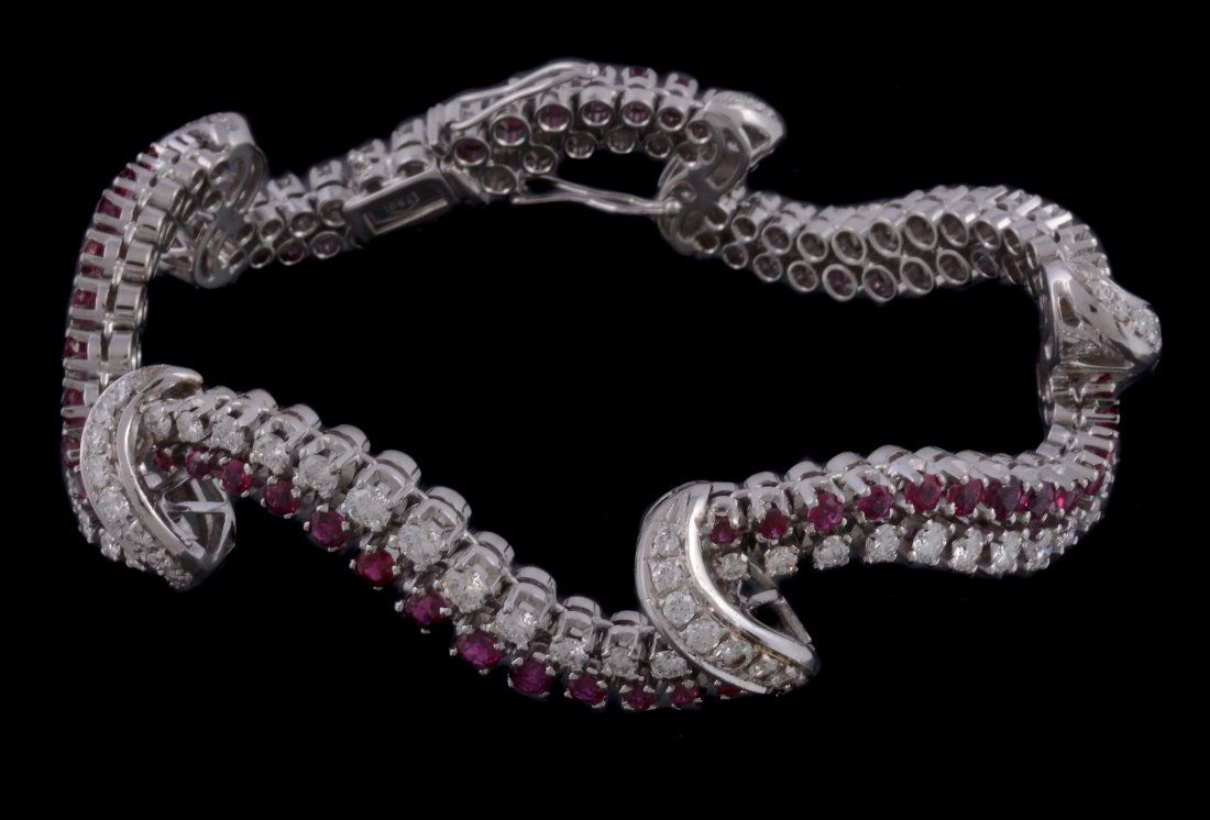 A ruby and diamond bracelet, the articulated bracelet (1 of 3)