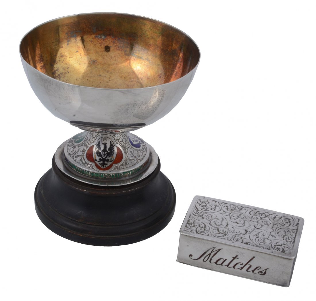 A Victorian silver and enamel pedestal cup, maker's (1 of 1)