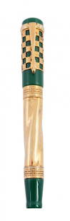 Ancora, Antoni Gaudi, a limited edition green fountain: Ancora, Antoni Gaudi, a limited edition green fountain pen, no. 007/200, with vermeil overlay, boxed with ink bottle, uninked