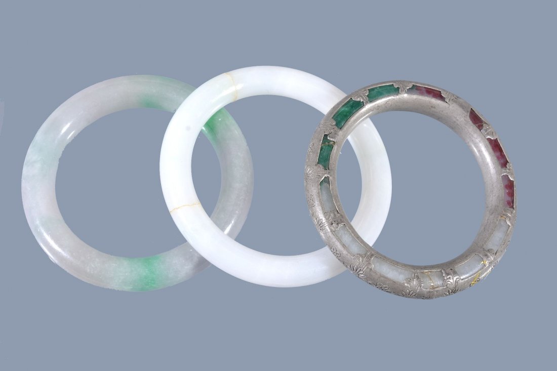 Three Chinese jade and hardstone bangles (1 of 1)