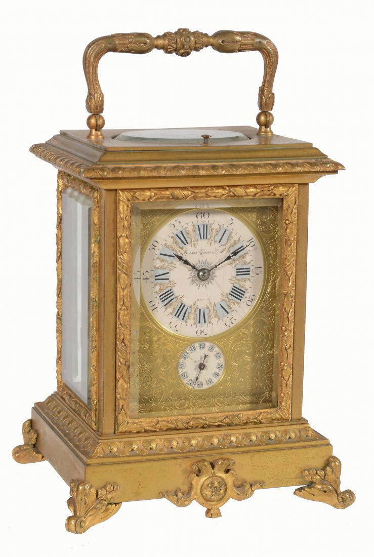 A French gilt brass grande sonnerie striking carriage (1 of 3)