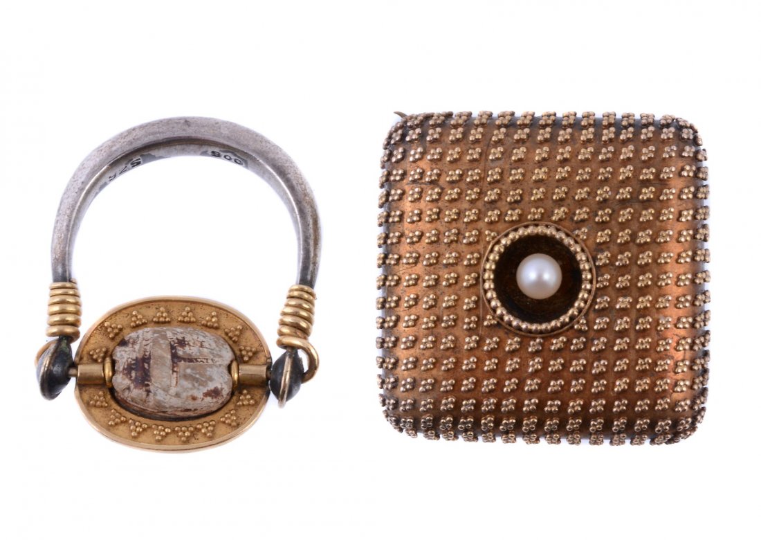 A Victorian brooch, circa 1870, the square panel with (1 of 1)