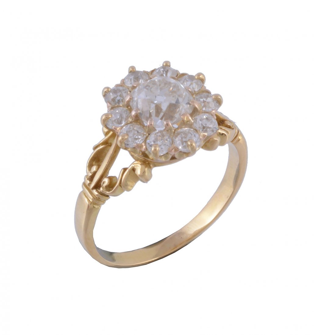 A diamond cluster ring, the central cushion cut diamond (1 of 1)