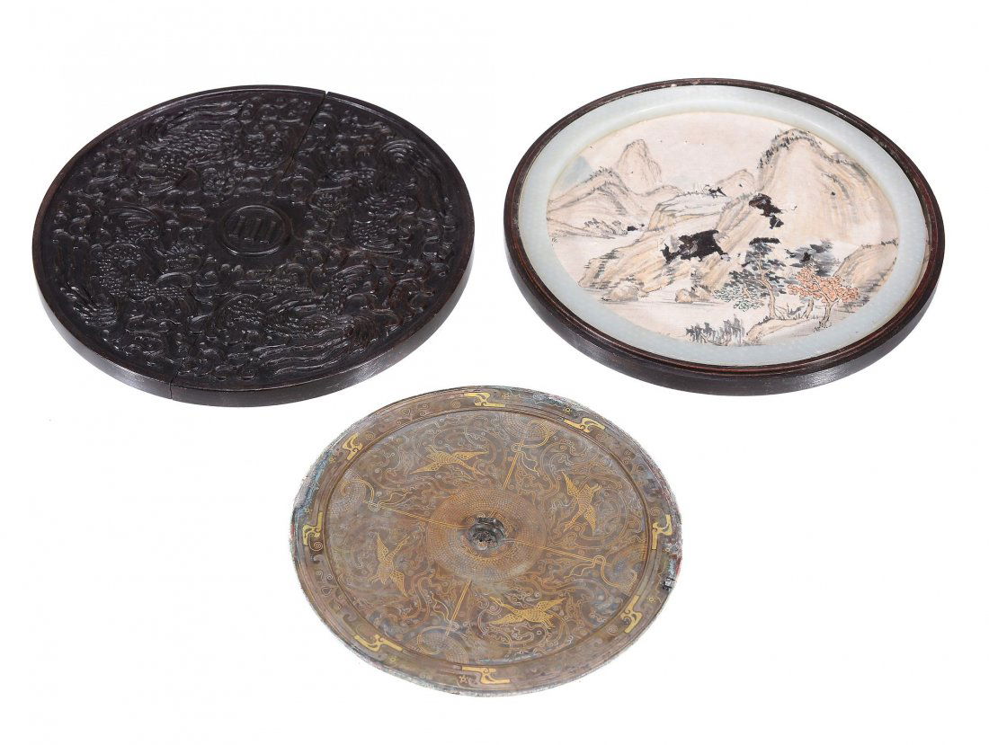 A Chinese bronze Warring States style mirror, thinly (1 of 7)