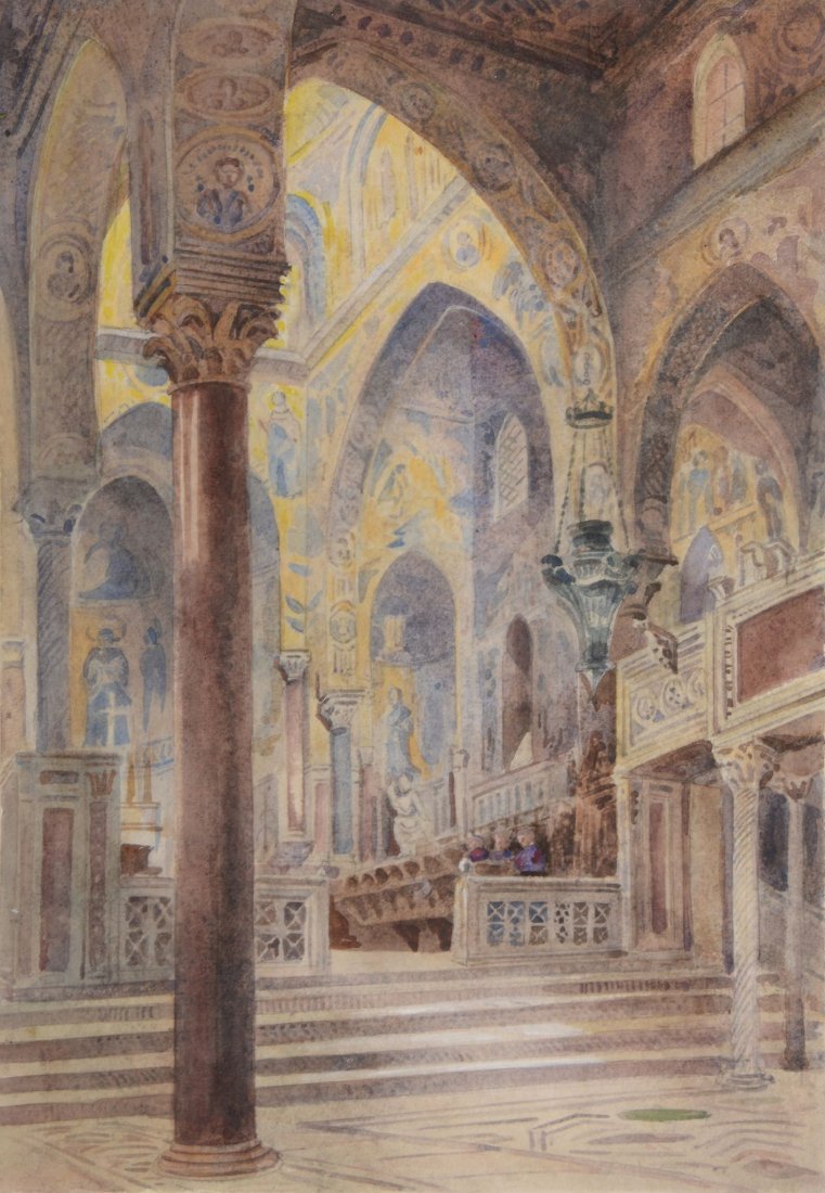 Augustus John Cuthbert Hare (1834-1903) - The Tomb of: A Pair Watercolour The first with collector's stamp, upper right Each c. 36 x 25.5cm (14 1/8 x 10in.) Together with another by the same hand Tomb of Bohemund, Canosa, with collector's stamp, lower rig