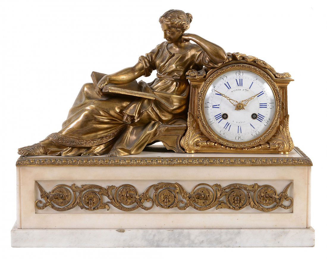 A French Napoleon III gilt bronze and Carrera figural (1 of 2)