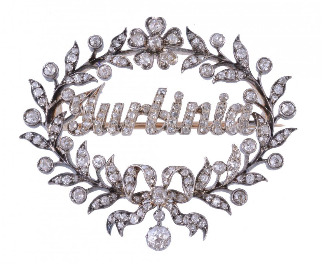 A late Victorian diamond garland brooch, circa 1900 (1 of 3)