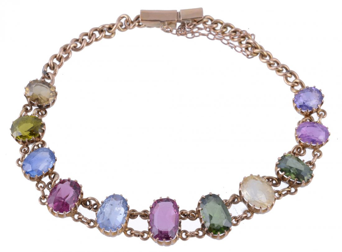 An early 20th century multi coloured sapphire bracelet (1 of 1)