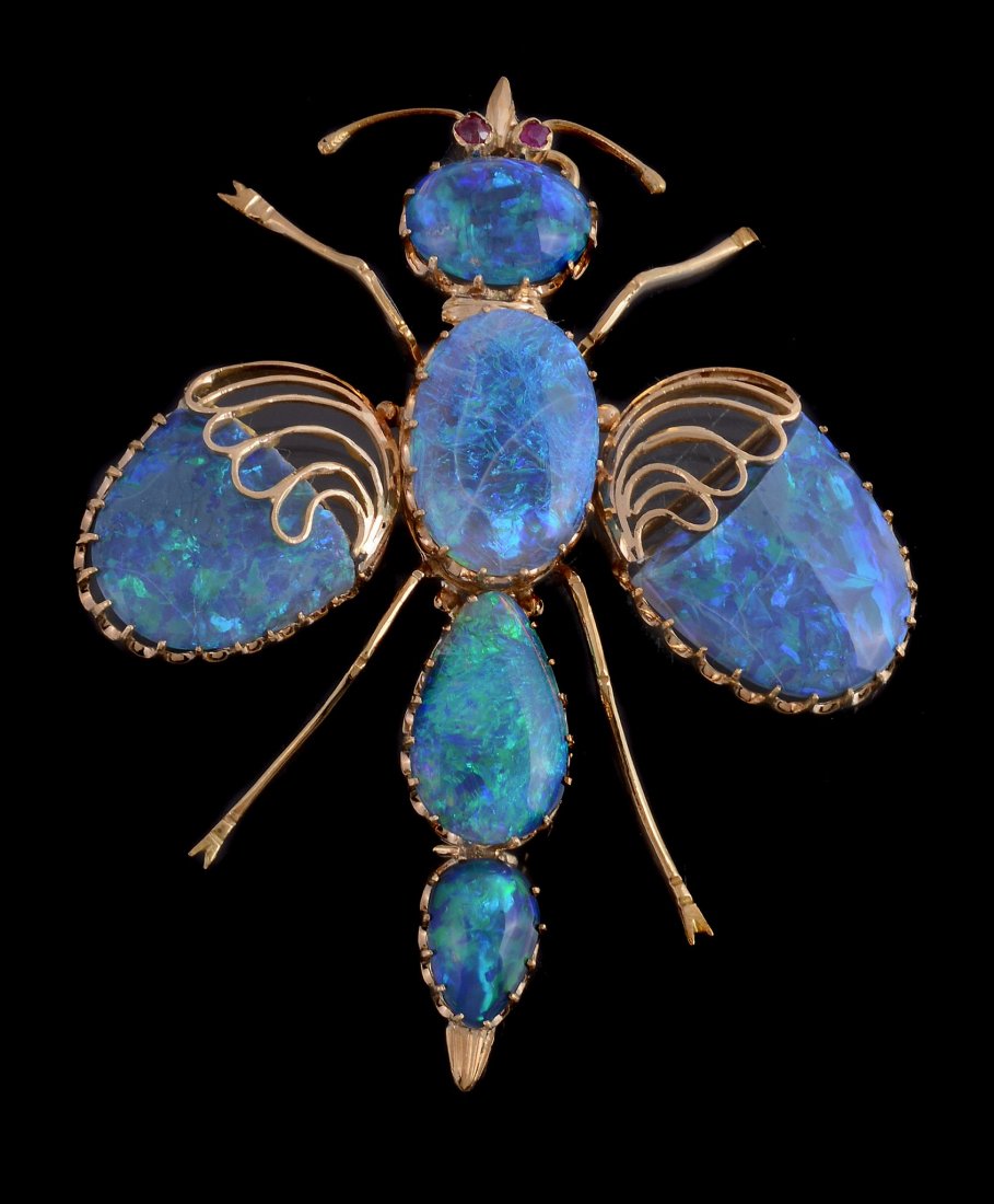 An early 20th century opal insect brooch, the insect (1 of 2)