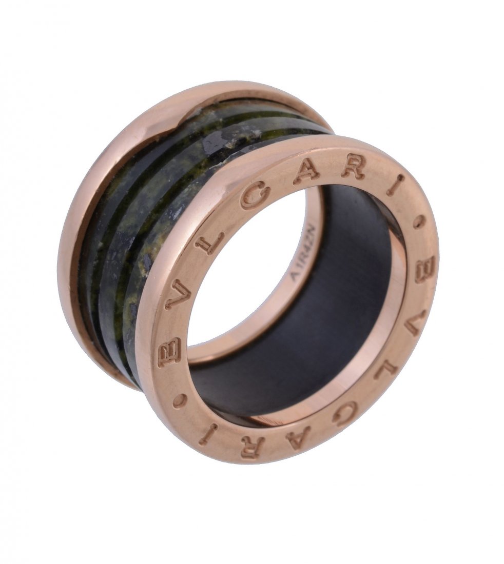 A green marble B. Zero 1 ring by Bulgari, set with a (1 of 1)
