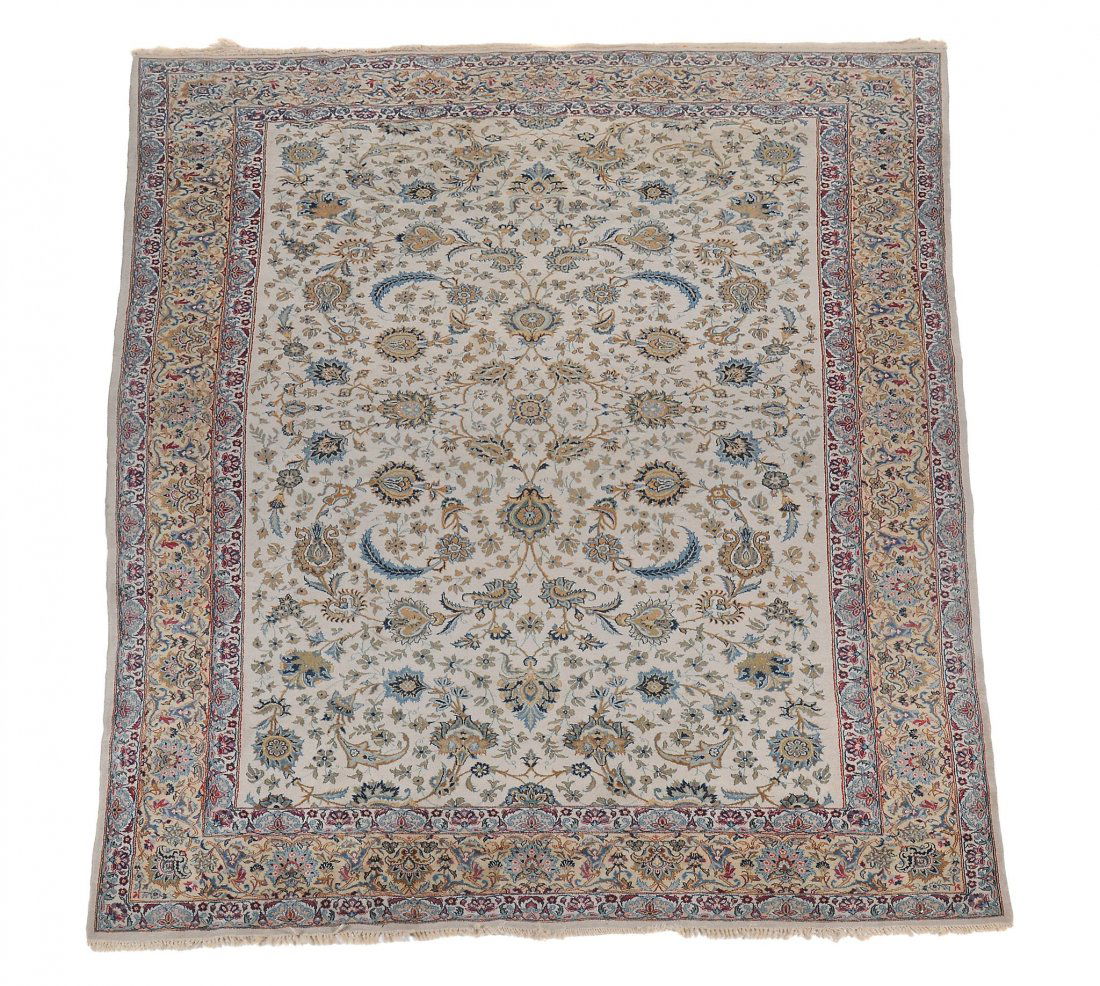 A Kashan carpet , the pale field decorated with boteh (1 of 2)