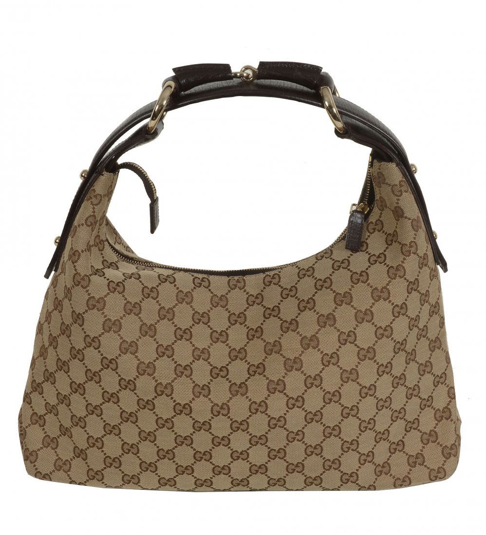 Gucci, Horsebit, a small canvas monogram hobo bag (1 of 3)
