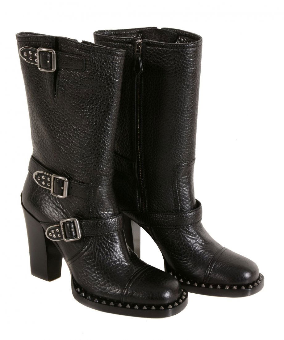 Miu Miu, Bisonte, a pair of high heel biker boots , in (1 of 4)