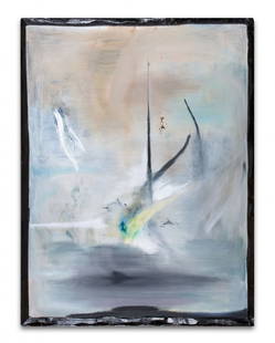Thomas Helbig (German, b. 1967) - Niederkunft, 2005: Oil and lacquer on wood Signed, verso 105.4 x 80cm (41 1/2 x 31 1/2in.) Provenance: with Stuart Shave/Modern Art, London IMPORTANT: This lot is sold subject to Artists Resale Rights, details of which