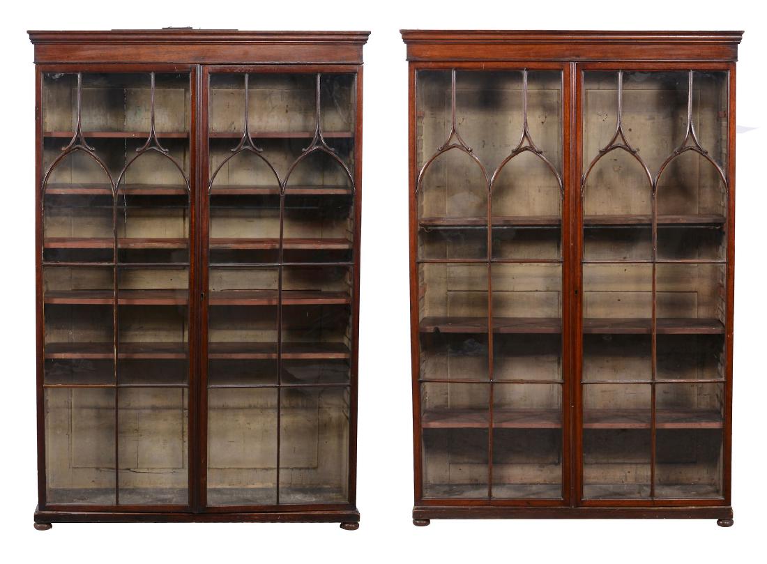 A pair of mahogany and glazed bookcases , circa 1770 (1 of 2)