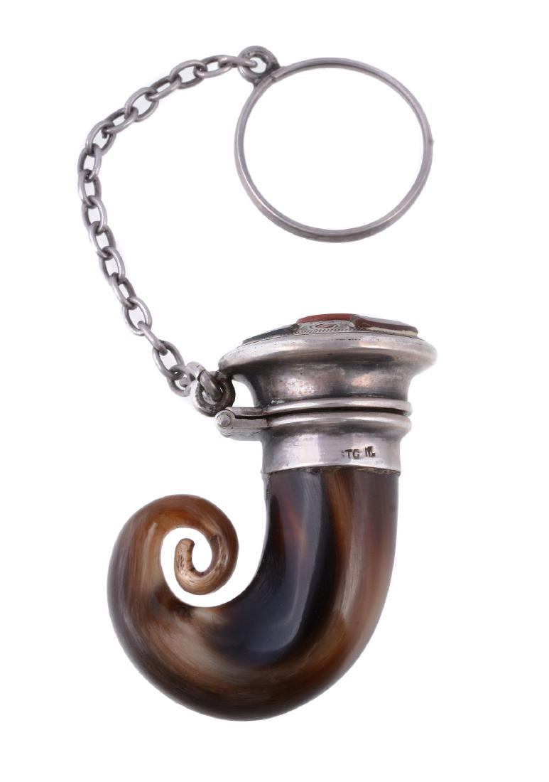 A late 19th century novelty silver mounted horn (1 of 2)