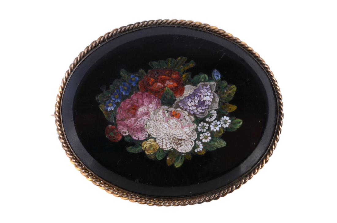 A Victorian floral micro mosaic brooch, circa 1870 (1 of 1)