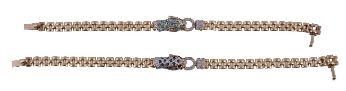 A 9 carat gold gem set big cat bracelet, the cat (1 of 1)