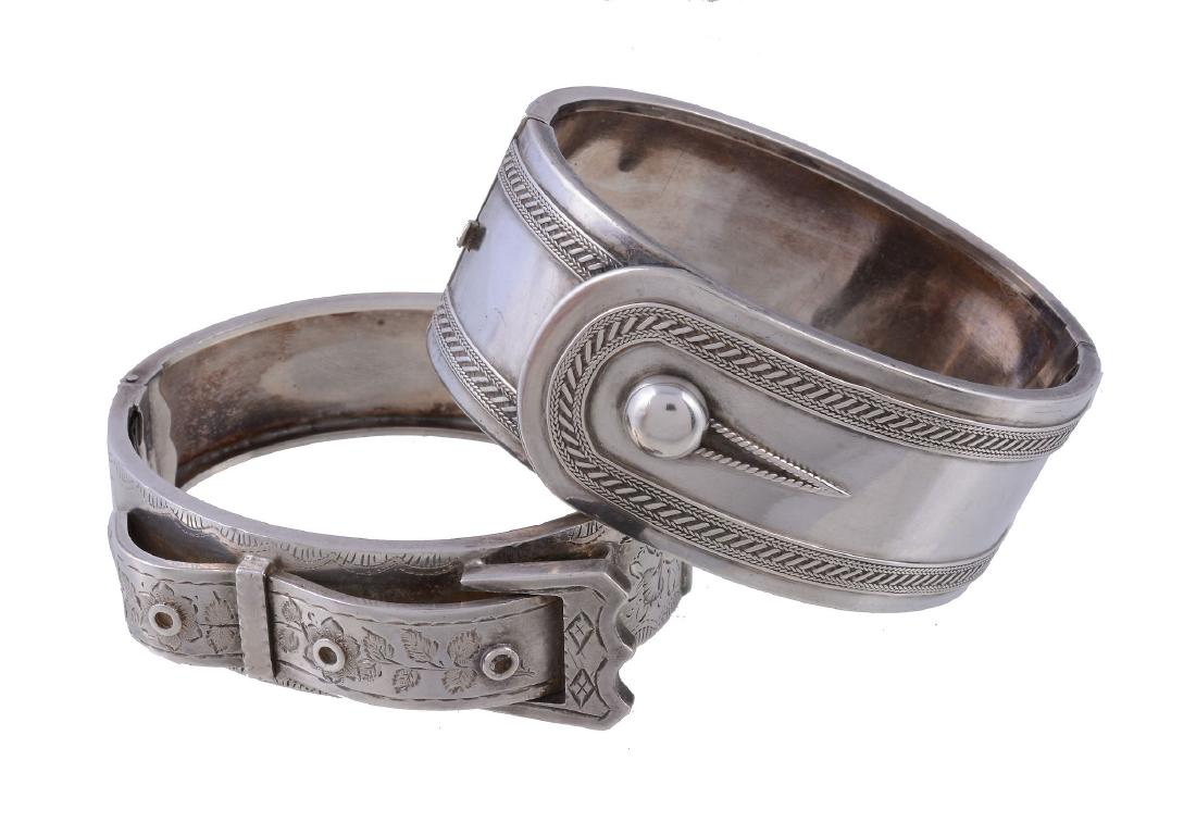A Victorian silver cuff hinged bangle, circa 1880 (1 of 1)