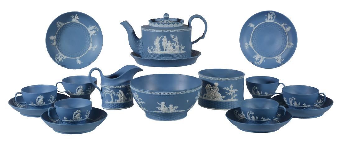 A Neale & Co. solid blue jasper part tea service, circa (1 of 1)