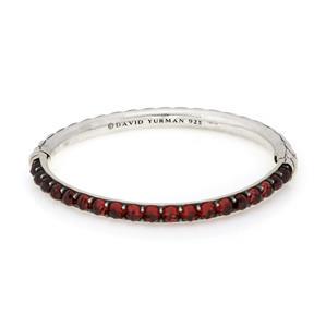 David Yurman Garnet Sterling Silver 5mm Wide Bangle (1 of 4)