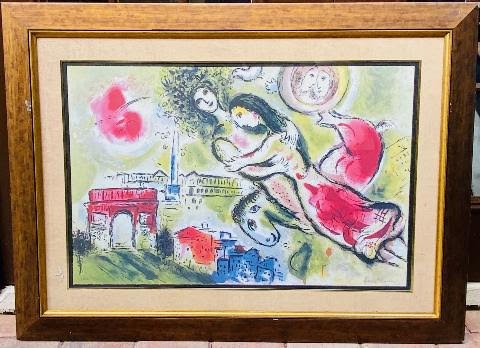 MARC CHAGALL: MARC CHAGALLTITLE: ROMEO & JULIETLITHOGRAPHFRAMEDAppx 4ft L x 3ft H