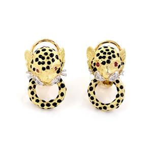 Estate Diamond & Ruby 18k Yellow Gold Cheetah Panther (1 of 4)
