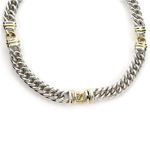 Christofle Sterling Silver 18k YGold 3 Station Curb (1 of 4)