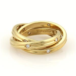Cartier Trinity Diamonds 18k YGold 3mm Grooved 3 Band (1 of 3)