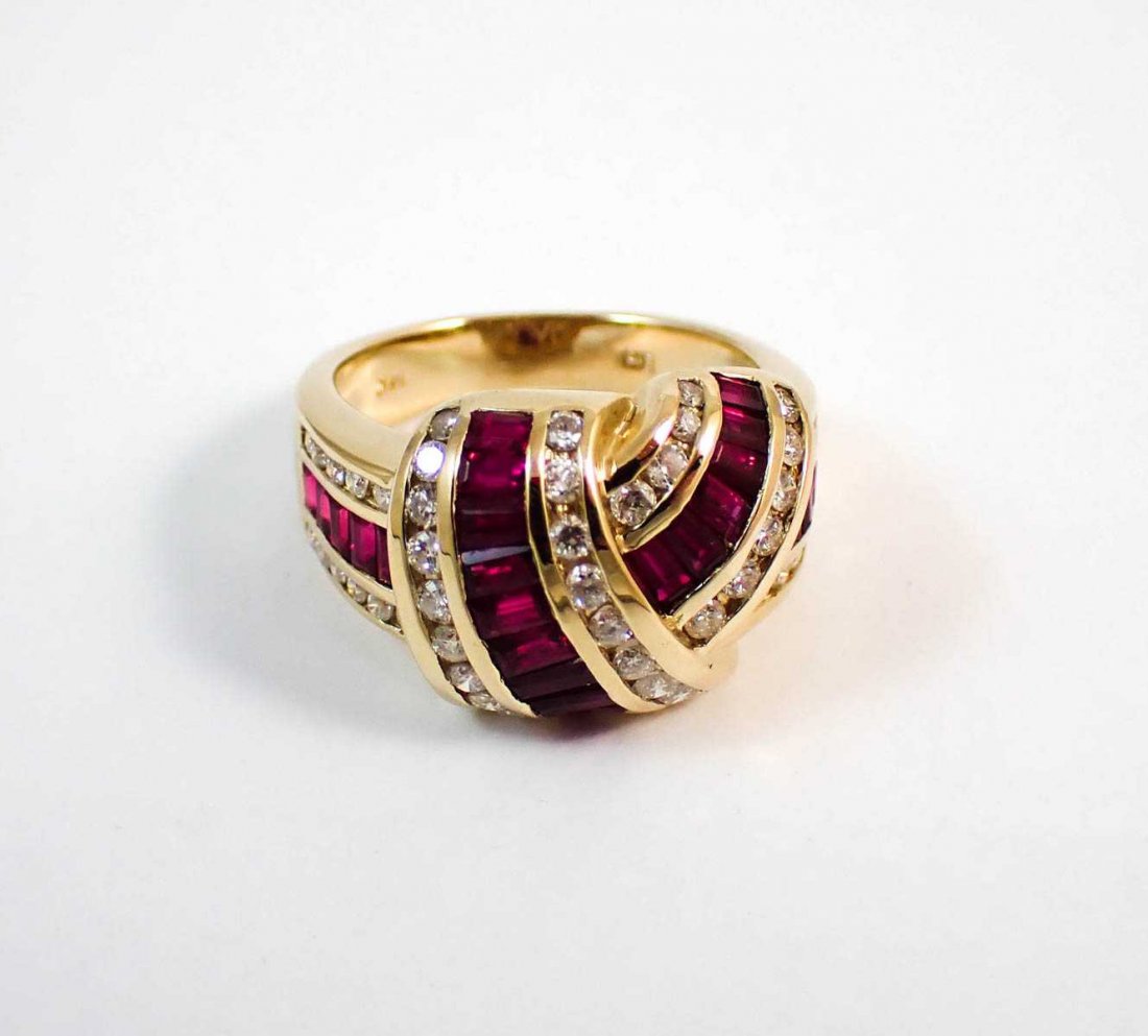 RUBY, DIAMOND AND FOURTEEN KARAT GOLD RING (1 of 2)