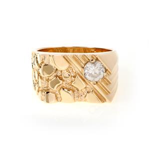 New Men's 0.65ct Diamond 14k Yellow Gold Nugget Ring (1 of 4)