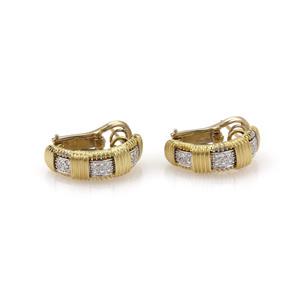 Roberto Coin Appassionata Diamond 18k Yellow Gold: Authentic and elegant from Roberto Coin, these earrings are crafted in 18kt yellow and white gold with round cut diamond. They are ideal for weaving some sparkle into your look. From the Appassionata