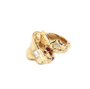 Vintage 1.00ct Diamond & Ruby 14k Yellow Gold Cobra (1 of 4)