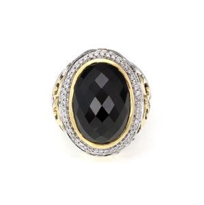 Charles Krypell Diamond Onyx 925 Silver 18k YGold Oval (1 of 4)