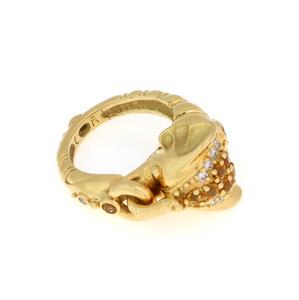 Diamond & Sapphire 18k Yellow Gold Elephant Ring Size 6 (1 of 4)