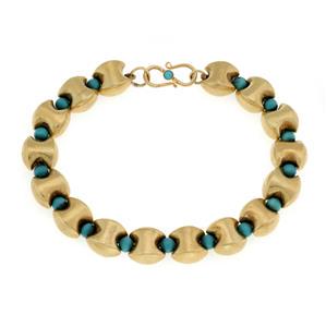 Vintage Turquoise 18k Yellow Gold Fancy Bead Link (1 of 4)