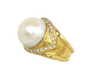 Estate 18mm South Sea Pearl Diamond 18k Yellow Gold (1 of 4)