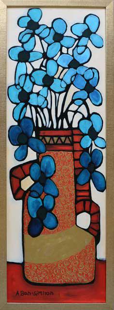 BEN-SIMHON ** BLUE FLOWERS IN A VASE ** ORIGINAL (1 of 3)