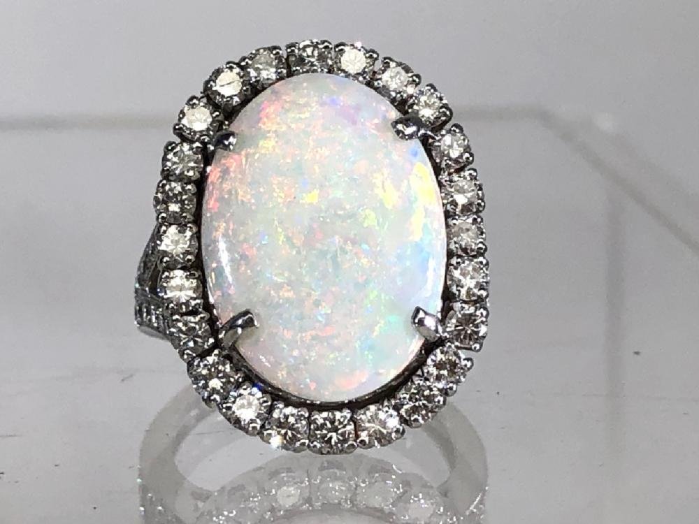 GORGEOUS OPAL, DIAMOND AND 14K  WHITE GOLD RING (1 of 5)