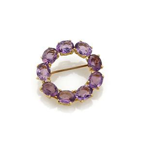 Retro 13 Carats Amethyst 14k Yellow Gold Circle Pin (1 of 3)