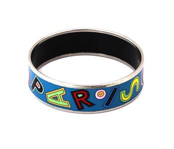 Hermes Silver Tone Metal Multicolor Wide Enamel Printed (1 of 3)