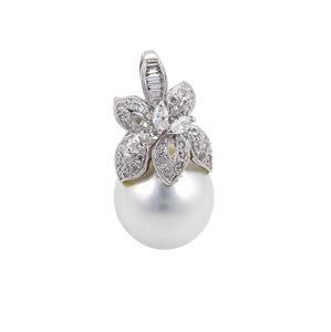 Estate 1ct Diamonds 16mm South Seas Pearl 18k White (1 of 4)