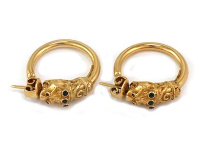 Vintage Greek Sapphire 18k Yellow Gold Griffen Head (1 of 4)