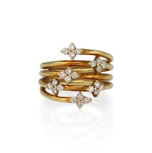 Jose Hess Diamond 18k Yellow Gold 5 Rows Wire Band Ring (1 of 5)