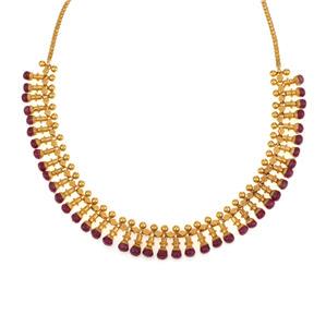 Estate 22k Yellow Gold Ruby Fancy Bead Choker Necklace (1 of 5)